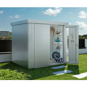 Neo Gerätehaus 1A Standardtür, silber-metallic