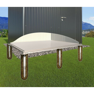 <h2>SmartBase Plus fr Gertehaus Europa 4A - Die Optimale Lsung fr Hangneigungen</h2>

<p>Sie mchten/drfen nicht Betonieren, haben auch noch keine geeignete gepflasterte oder gar geebnete Flche? Dann ist Die Smartbase Plus die Ideale Bodenlsung fr Sie!<br />
Das patentierte System besteht aus verzinkten Erdschrauben welche in den Untergrund eingeschraubt werden. Dabei Spielt selbst die Bodenbeschaffenheit keine Rolle. Je nachdem wie fest Ihr Untergrund ist, empfehlen wir Ihnen den Boden mit einem 40 x 600 mm Bohrer vorzuschrauben um das Eindrehen der Erdschrauben zu erleichtern. Sobald diese positioniert sind, werden die Montageplatten mit Gewindestangen eingedreht. Diese drehen Sie sich auf eine Hhe und knnen ein <strong>Geflle von bis zu 15 cm</strong> kinderleicht ausgleichen. Im Anschluss wird der Rahmen und die mitgelieferten Aluminium Einlegedielen befestigt. Danach steht dem Aufbau des Gertehauses nichts mehr im Weg.</p>

<h3><br />
Ihre Vorzge:</h3>

<ul>
	<li><strong>Integrierte Wasserbarriere </strong>zum Schutz vor Wassereintritt</li>
	<li><strong>Wenig Bodenaushub</strong></li>
	<li><strong>Kein Schotterfrostkoffer erforderlich</strong></li>
	<li><strong>Ausgleich von Unebenheiten </strong>mit Erdschrauben</li>
	<li><strong>Exakte Abstimmung </strong>auf alle Biohort Gertehuser, Gerteschrnke sowie die MiniGarage</li>
	<li>Bei Bedarf leicht zu entfernen</li>
	<li><strong>Sturmsicherheit</strong></li>
	<li><strong>Belastbarkeit </strong>max. 200 Kg/m</li>
	<li><strong>Beste Materialien:</strong> feuerverzinkte Erdschrauben, Aluminium Einlegedielen, Aluminium Fundamentrahmen</li>
	<li>Handeindrehwerkzeug inklusive</li>
	<li><strong>Aludielen mit gerillter Oberflche </strong>fr besten Halt</li>
	<li><strong>Mehrfach verstellbare Montageplatten</strong></li>
</ul>

<p><strong>Hinweis: </strong>Bei diesen Fundament-Tipps handelt es sich um unverbindliche Vorschlge. Der Kunde ist fr eine angemessene Fundamentgestaltung selbst verantwortlich. Fr Schden durch unzureichend befestigte Produkte kann keine Haftung bernommen werden</p>
