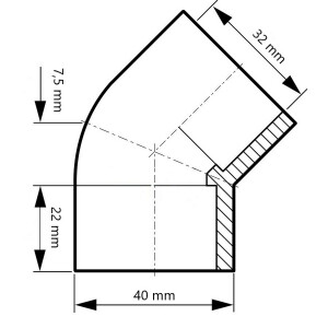 PVC-Fallrohrwinkel, 32 mm, 45°