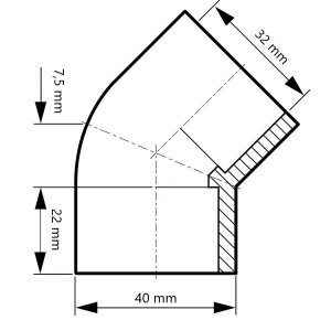 PVC-Fallrohrwinkel, 32 mm, 45&deg;