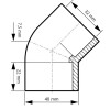 PVC-Fallrohrwinkel, 32 mm, 45°