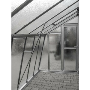 Anlehngewächshaus Domus 7,5 verzinkt, Tür rechts, Nörpelglas