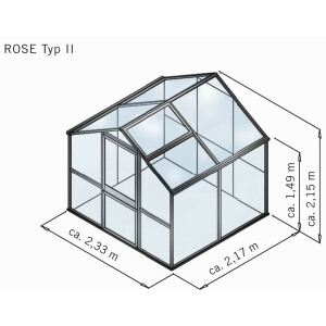 Modell Rose II RAL 6005 moosgrün, Länge 2,17 m